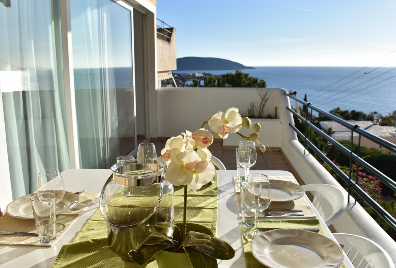 El Mar, 2 Bdr Seaview Apartment, 7 Min From Beach Lagonisi Bagian luar foto